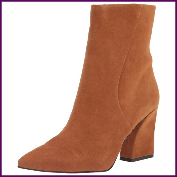Pointed Toe Ankle Booties with 3.3 Inch Heel Side Zip Nappa Leather